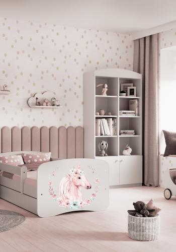 Babydreams juniorsng med hst, med madrass, stdbrda och lda - vit laminat (180x80)