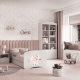 Babydreams juniorseng med hest, m. madras, sengehest og skuffe - hvid laminat (140x70)