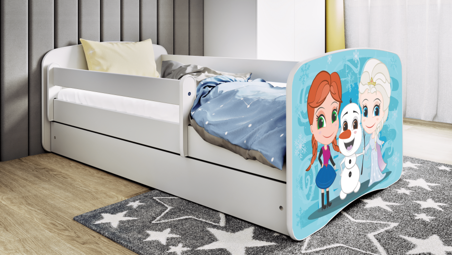 Babydreams juniorseng med Frost, med madrass, sengehest og skuff - hvit laminat (180x80)