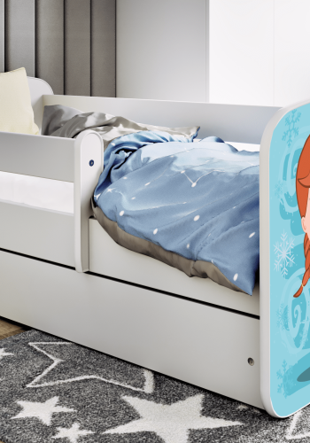 Babydreams juniorseng med Frost, med madrass, sengehest og skuff - hvit laminat (140x70)