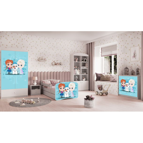 Babydreams juniorseng med Frost, m. madras, sengehest og skuffe - hvid laminat (140x70)