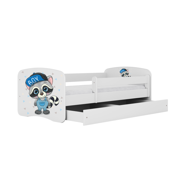 Babydreams juniorseng med vaskebjrn, m. madras, sengehest og skuffe - hvid laminat (160x80)