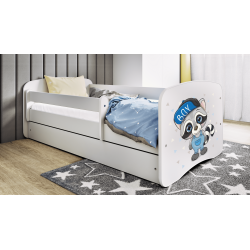 Babydreams juniorseng med vaskebjrn, m. madras, sengehest og skuffe - hvid laminat (180x80)