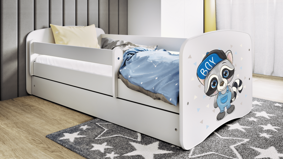 Babydreams juniorsng med tvttbjrn, med madrass, stdbrda och lda - vit laminat (180x80)