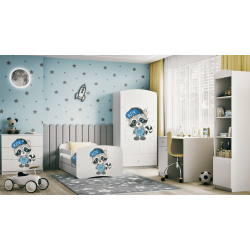 Babydreams juniorseng med vaskebjrn, m. madras, sengehest og skuffe - hvid laminat (160x80)