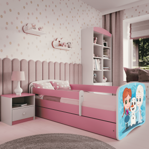 Babydreams juniorseng med Frost, m. madras, sengehest og skuffe - hvid og lyserd laminat (160x80)