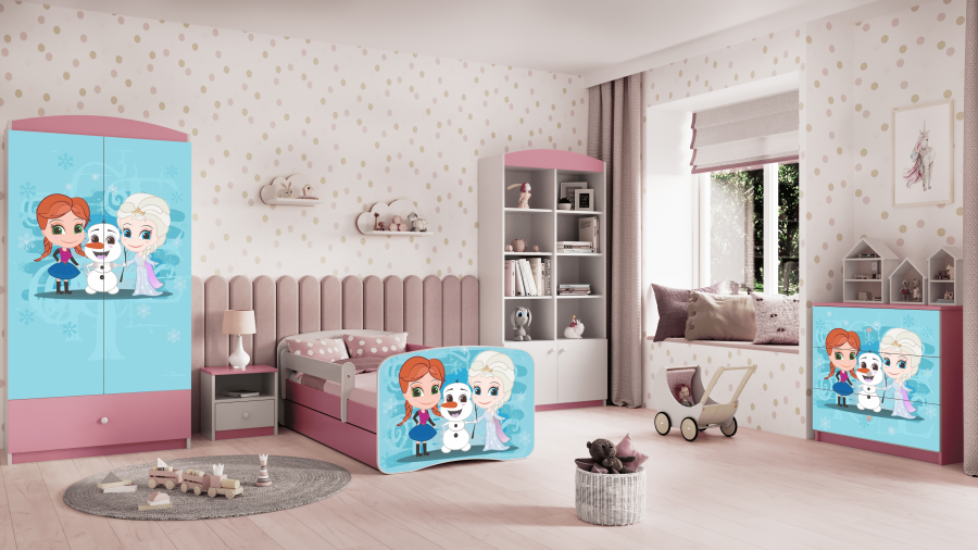 Babydreams juniorseng med Frost, m. madras, sengehest og skuffe - hvid og lyserd laminat (160x80)