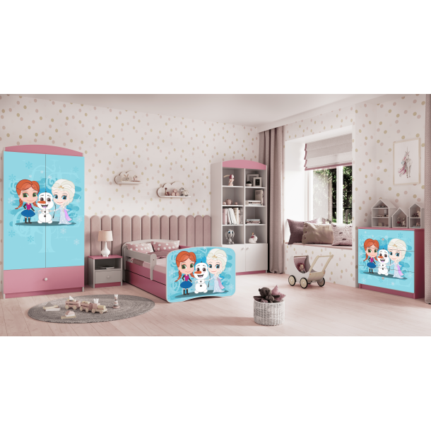 Babydreams juniorseng med Frost, m. madras, sengehest og skuffe - hvid og lyserd laminat (180x80)