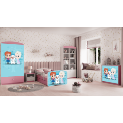 Babydreams juniorseng med Frost, m. madras, sengehest og skuffe - hvid og lyserd laminat (140x70)