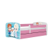 Babydreams juniorseng med Frost, m. madras, sengehest og skuffe - hvid og lyserd laminat (180x80)