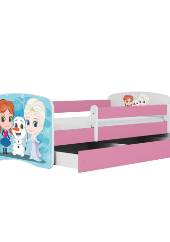 Babydreams juniorseng med Frost, m. madras, sengehest og skuffe - hvid og lyserd laminat (180x80)