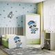 Babydreams juniorseng med vaskebjrn, med madrass, sengehest og skuff - hvit og grnn laminat (140x70)