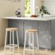 VASAGLE Barstol, S�t med 2, K�kkenstol, H�j s�de, Metalstel, Nem Montering, Med Fodst�tte, Til K�kken, Stue, Spisestue, Klassisk Beige og Hvid Eg LBC032W09