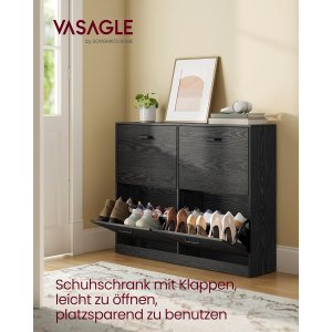 VASAGLE LBC035B01 skoskab, m. 4 l�ger, til 16-28 par sko - ibenholt sort sp�nplade