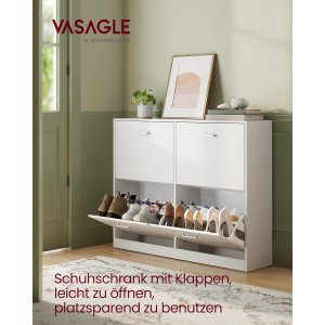 VASAGLE LBC035W01 skoskab, m. 4 l�ger, til 16-28 par sko - snehvid sp�nplade