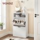 VASAGLE LBC040W01V1 Skoskab med 2 rum til entr&eacute;, stue, sovev�relse, 60 x 24 x 102 cm, hvid