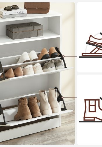 VASAGLE LBC040W01V1 Skoskab med 2 rum til entr&eacute;, stue, sovev�relse, 60 x 24 x 102 cm, hvid
