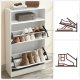 VASAGLE LBC040W01V1 Skoskab med 2 rum til entr&eacute;, stue, sovev�relse, 60 x 24 x 102 cm, hvid