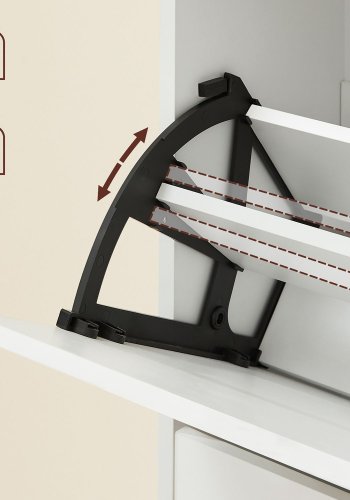 VASAGLE LBC040W01V1 Skoskab med 2 rum til entr&eacute;, stue, sovev�relse, 60 x 24 x 102 cm, hvid