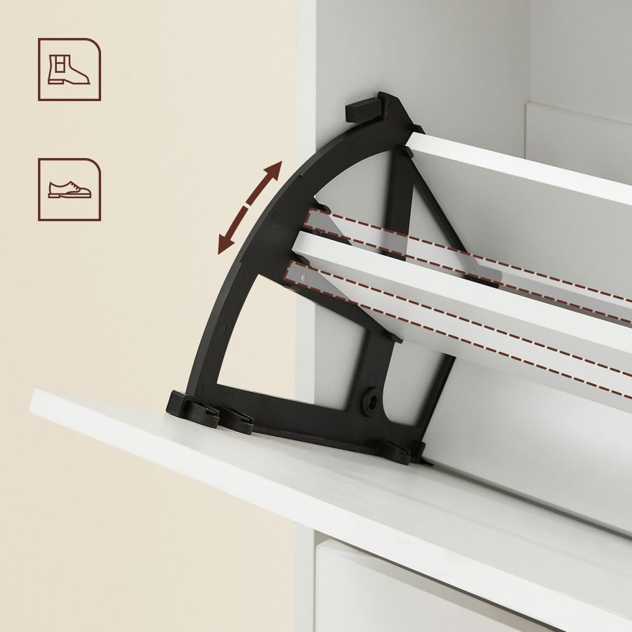 VASAGLE LBC040W01V1 Skoskab med 2 rum til entr&eacute;, stue, sovev�relse, 60 x 24 x 102 cm, hvid