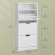 VASAGLE Skoskab med 3 h�ngslede d�re, skohylde, �bent rum, justerbar rumdeler, 14 til 18 par, til lille indgang, 24 x 60 x 139 cm, Cloud White LBC046W01