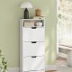 VASAGLE Skoskab med 3 h�ngslede d�re, skohylde, �bent rum, justerbar rumdeler, 14 til 18 par, til lille indgang, 24 x 60 x 139 cm, Cloud White LBC046W01
