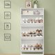 VASAGLE Skoskab med 3 h�ngslede d�re, skohylde, �bent rum, justerbar rumdeler, 14 til 18 par, til lille indgang, 24 x 60 x 139 cm, Cloud White LBC046W01
