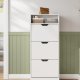 VASAGLE Skoskab med 3 h�ngslede d�re, skohylde, �bent rum, justerbar rumdeler, 14 til 18 par, til lille indgang, 24 x 60 x 139 cm, Cloud White LBC046W01