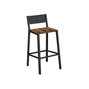 VASAGLE barstol, barstol, köksstol, köksstol, vardagsrum, matsal, industridesign, vintage brun/svart LBC070B01
