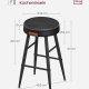 VASAGLE EKHO Kollektion - Barstole s�t med 2, K�kkenbordsstole, Morgenmadsstole, Syntetisk l�der med syninger, 61 cm h�j, Hjemmebar Spisestue, Nem montering, Bl�ksort LBC080B01