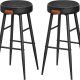 VASAGLE Barhocker mit Fußstütze – schwarzes Kunstleder und Stahl (2er-Set)