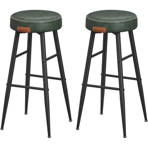 VASAGLE Echo Collection ULBC090C01 barstolar, set om 2, kksstolar, frukoststolar, sydd konstlder, 30