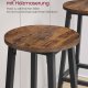 VASAGLE S�t med 2 barstole med metalstel og fodst�tte, nem at samle H�jde 74 cm K�kken Stue Spisestue Rustik Brun Sort LBC132K01