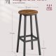 VASAGLE S�t med 2 barstole med metalstel og fodst�tte, nem at samle H�jde 74 cm K�kken Stue Spisestue Rustik Brun Sort LBC132K01