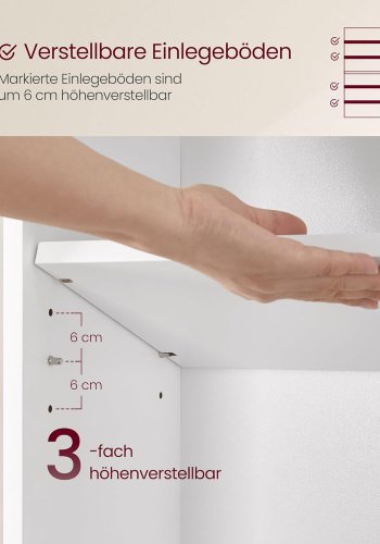 VASAGLE 6-lags bogreol med opbevaring til stue, kontor, sovev�relse, arbejdsv�relse, skandinavisk stil, skandinavisk stil, 24 x 60 x 178,5 cm, hvid LBC169T14
