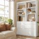 VASAGLE KAILYN Collection - Bokhylla, med 3 l�dor, justerbara hyllplan, 180 cm h&ouml;g, f&ouml;r vardagsrum, sovrum, hemmakontor, modern, platsbesparande, sn&ouml;vit LBC188W01