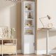 VASAGLE Bogreol, 6-etagers h�j bogreol, bogreol med d�r, reolenhed, 24 x 31,8 x 175 cm, til stue, hjemmekontor, spisestue, Cloud White LBC401W01