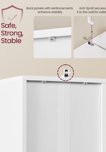 VASAGLE Bogreol, 6-etagers h�j bogreol, bogreol med d�r, reolenhed, 24 x 31,8 x 175 cm, til stue, hjemmekontor, spisestue, Cloud White LBC401W01