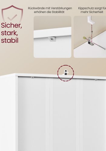 VASAGLE Bogreol, 6-etagers h�j bogreol, bogreol med d�re, reolenhed, 24 x 60 x 175 cm, til stue, hjemmekontor, spisestue, Cloud White LBC402W01