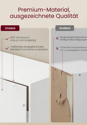 VASAGLE Bogreol, 6-etagers h�j bogreol, bogreol med d�re, reolenhed, 24 x 60 x 175 cm, til stue, hjemmekontor, spisestue, Cloud White LBC402W01