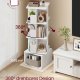 VASAGLE Custos Collection - Roterende reol, opbevaringshylde med 4 niveauer, st�ende hylde med �bne rum, 40 x 40 x 124,6 cm, til sovev�relse, stue, kontor, Cloud White LBC471WB01
