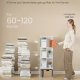 VASAGLE Custos Collection - Roterende reol, opbevaringshylde med 4 niveauer, st�ende hylde med �bne rum, 40 x 40 x 124,6 cm, til sovev�relse, stue, kontor, Cloud White LBC471WB01
