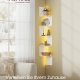 VASAGLE v�gmonteret hj�rnereol med RGB LED-lys, 5-lags sv�vende hj�rnebogreol, plantereol, til sovev�relse, stue, badev�relse, kontor, knap og fjernbetjening, mat hvid LBC630W01
