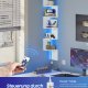 VASAGLE v�gmonteret hj�rnereol med RGB LED-lys, 5-lags sv�vende hj�rnebogreol, plantereol, til sovev�relse, stue, badev�relse, kontor, knap og fjernbetjening, mat hvid LBC630W01