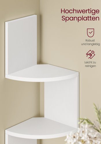 VASAGLE v�gmonteret hj�rnereol med RGB LED-lys, 5-lags sv�vende hj�rnebogreol, plantereol, til sovev�relse, stue, badev�relse, kontor, knap og fjernbetjening, mat hvid LBC630W01