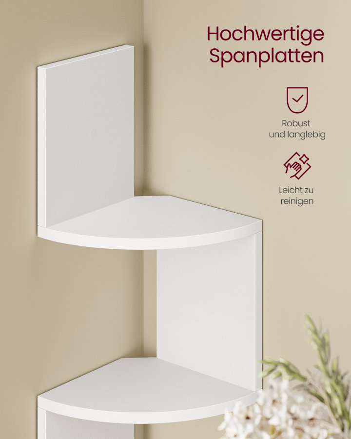 VASAGLE v�gmonteret hj�rnereol med RGB LED-lys, 5-lags sv�vende hj�rnebogreol, plantereol, til sovev�relse, stue, badev�relse, kontor, knap og fjernbetjening, mat hvid LBC630W01