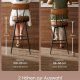 VASAGLE EKHO Kollektion - Barstole S�t med 2 drejelige barstole med rygl�n Kunstl�der med syninger Mid-Century Modern stil 76 cm h�j K�kken Hjemmebar Karamelbrun LBC889K01