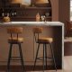 VASAGLE EKHO Kollektion - Barstole S�t med 2 drejelige barstole med rygl�n Kunstl�der med syninger Mid-Century Modern stil 76 cm h�j K�kken Hjemmebar Karamelbrun LBC889K01