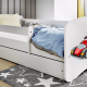 Babydreams juniorseng med racerbil, med madrass, sengehest og skuff - hvit laminat (160x80)