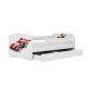 Babydreams juniorsng med racerbil, med madrass, stdbrda och lda - vit laminat (180x80)